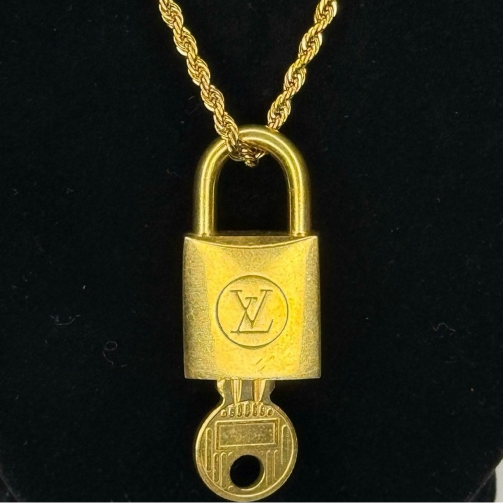 Louis Vuitton Gold Padlock Necklace with Rope Chain